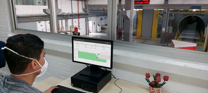 Plataine production scheduling software in use at composites production facility