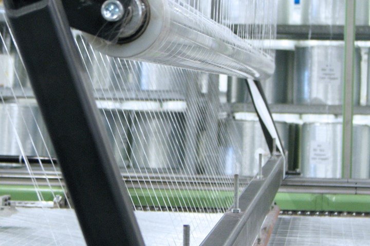 Glass fiber noncrimp fabric production at Saertex. 