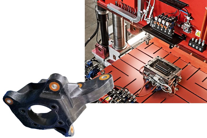 SMC suspension knuckle and Marelli 1500-ton press