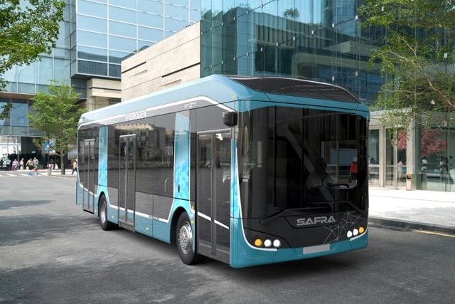 Safra retrofitted, hydrogen-powered buses.