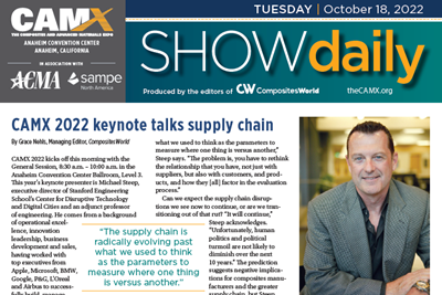 Download today's CAMX 2022 Show Daily: Tuesday, Oct. 18