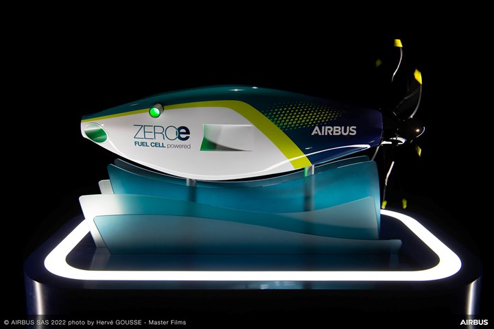 Airbus hydrogen-powered zero emissions engine reveal.