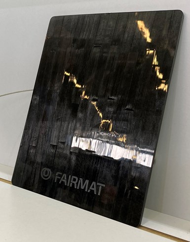recycled carbon fiber panel made from Fairmat tapes on display at JEC World 2022