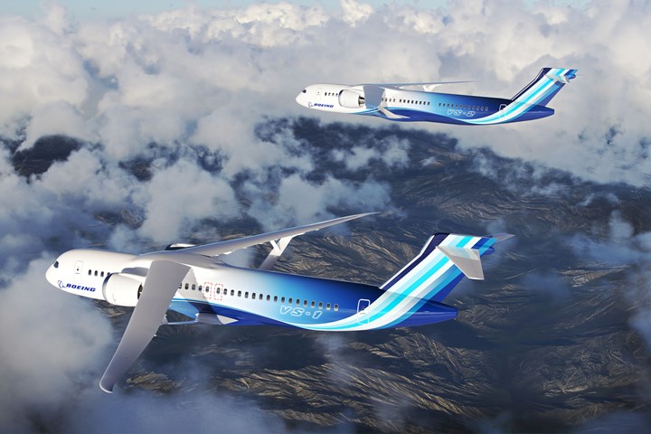 rendering of TTBW aircraft design by Boeing