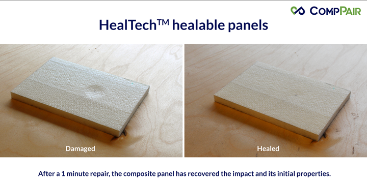 HealTech healable panels before and after healing.
