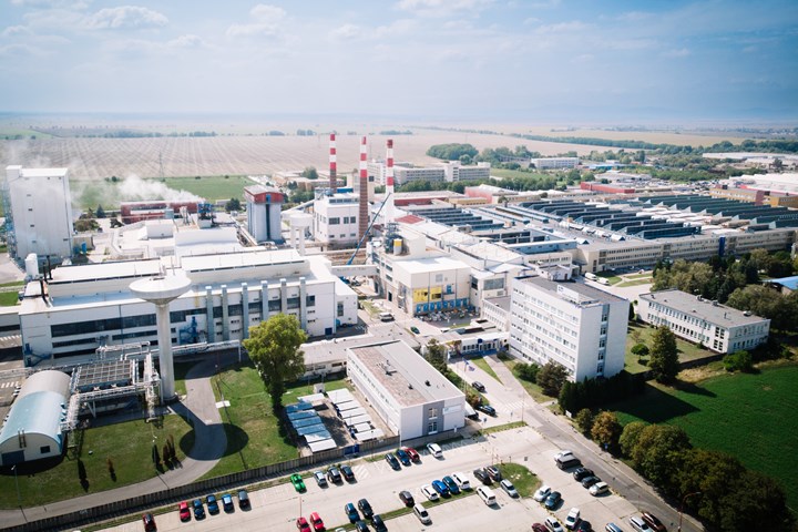 Johns Manville glass fiber plant in Trnava, Slovakia, aerial view