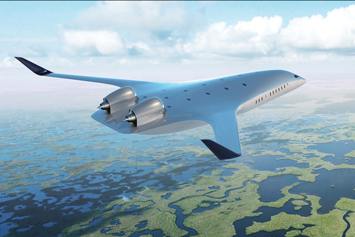 Depiction of JetZero BWB concept aircraft