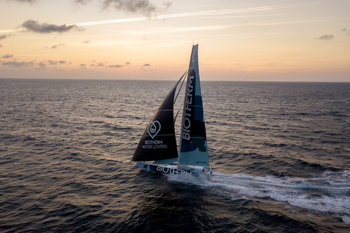 Team Biotherm boat sailing on water with Aluula Composite sails.