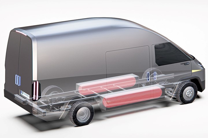 rendering of hydrogen storage in commercial van