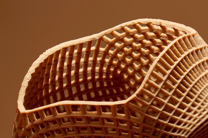 A 3D printed object made from Eco-Fil-A-Gehr Wood.