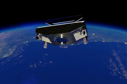 Generic satellite floating into space.