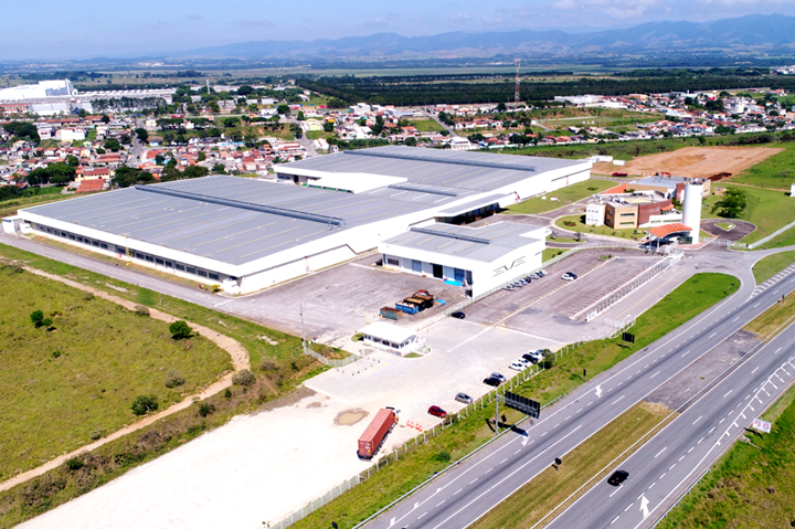 An aerial view of the eVTOL manufacturing facility in Taubaté, São Paulo, Brazil.
