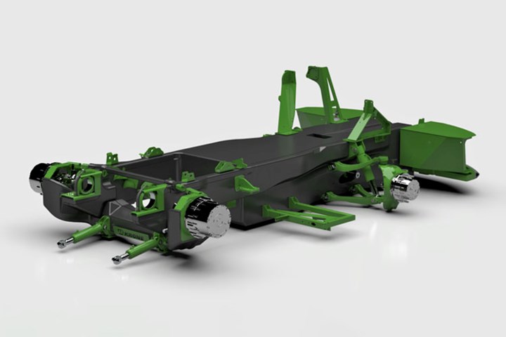 Structural design of the newly developed carbon fiber chassis for the Krone Big X forage harvester. 