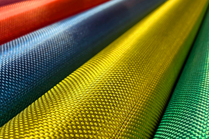Colored carbon fiber rolls.