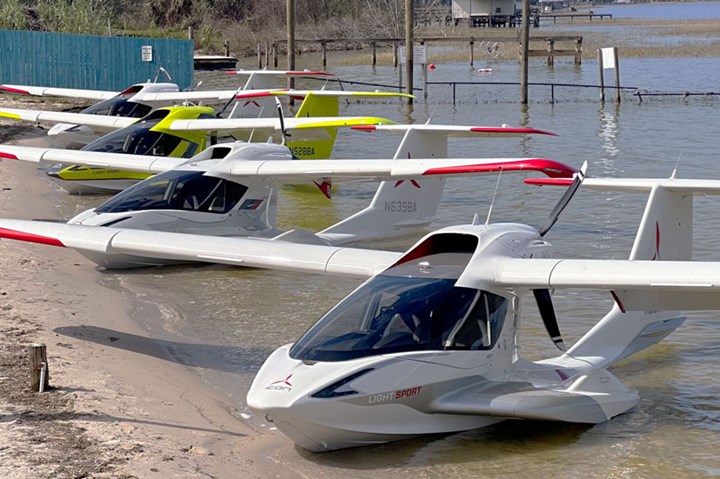 Icon A5 sitting in water.
