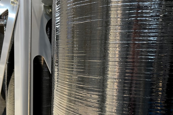 Hydrogen storage tanks, close-up