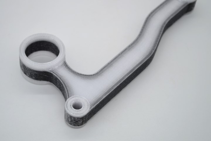 Continuous fiber 3D printed fixture lever. 