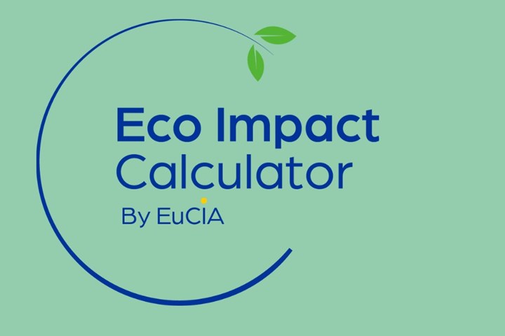 Eco Impact Calculator text backed by a green background.