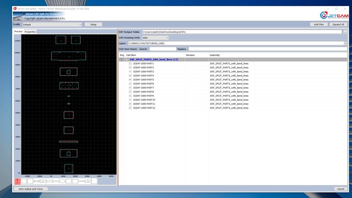 CAD Splitter screenshot example.