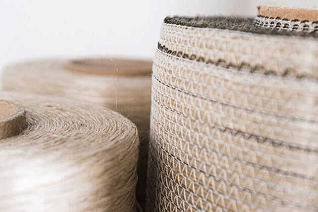 Natural fiber textile rolls.