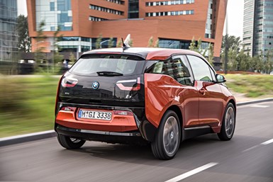 BMW i3 rear view driving