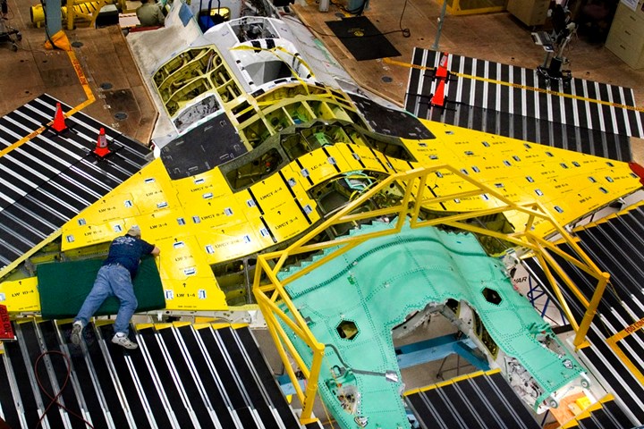 F-35 assembly with composite skins