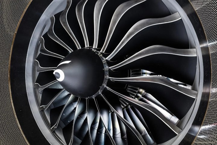 LEAP engine blade close-up.