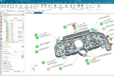 A partial screenshot of Siemens NX, displaying a model made with Model Based Definition
