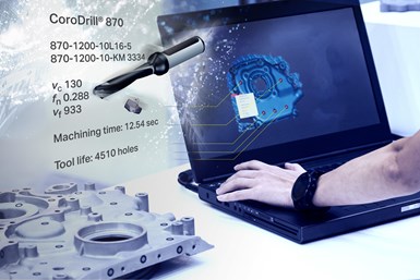 A press concept image presenting Sandvik Coromant tool data alongside Autodesk Fusion 360