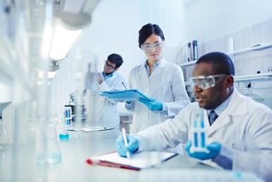 A stock image of two researchers in a lab. 