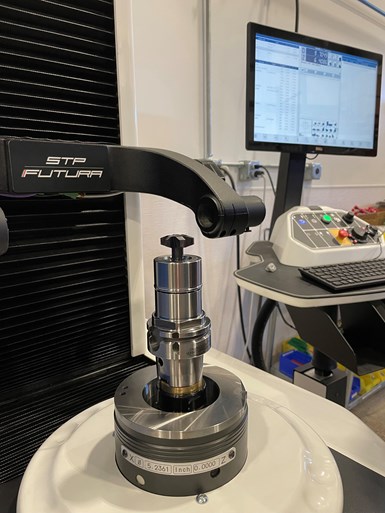 A photo of a tool mounted on the Speroni Future CNC presetter