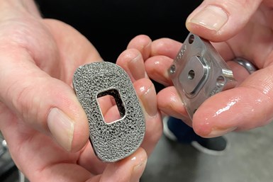 3D printed spinal implant and part of a clamping device