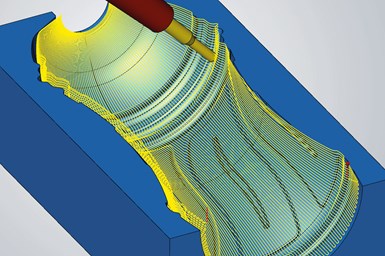 A screenshot of HyperMill 2021.1's five-axis radial machining feature