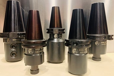 A photo of Precision Components' line of standard toolholders