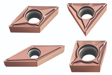 A press rendering showing four shapes of Walter's WAL-506 indexable cermet turning inserts