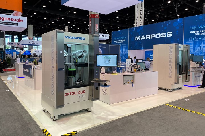 A photo of Marposs' OptoCloud EDU measuring system on the IMTS show floor