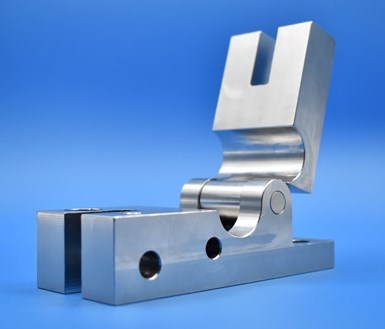 A photo of a stainless-steel clamp