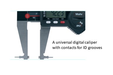 A universal digital caliper with contacts for ID grooves