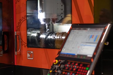 Machining center with control in the foreground