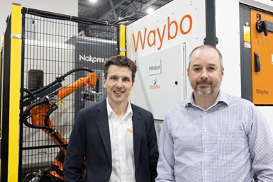 Jean-Sébastien Neveu and Mathieu DeBlois standing in front of a Waybo cell