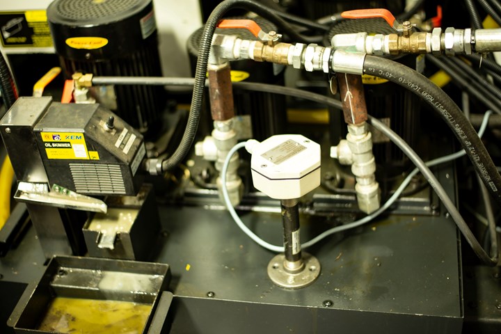 A photo of Zebra Skimmers' sensors for its Dazzle coolant management automation system