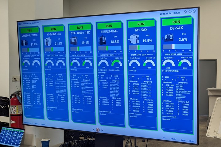 Hwacheon M-Vision Pro machine monitoring screen
