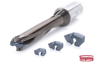 Exchangeable-Head Drill Insert Grade Makes More Predictable Wear Patterns for Holemaking
