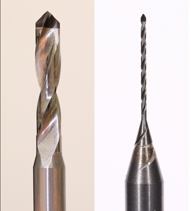 Solid PCD-tipped drill examples produced via the ANCA EDGe machine.