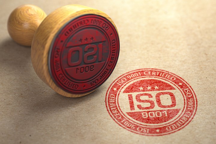 ISO 9001 certification stamp.