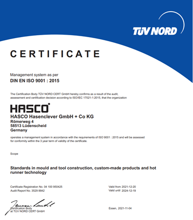 DIN EN ISO 9001 certification. 