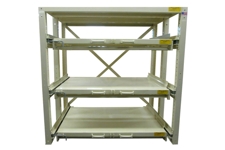 Cream-colored mold storage rack.