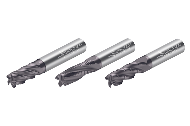 Left to right: MA230, MA320 and MA321 Advance solid carbide milling cutters for universal machining.