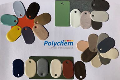 A photo showing off some of the colors in Polychem's 2021-22 color trends palettes