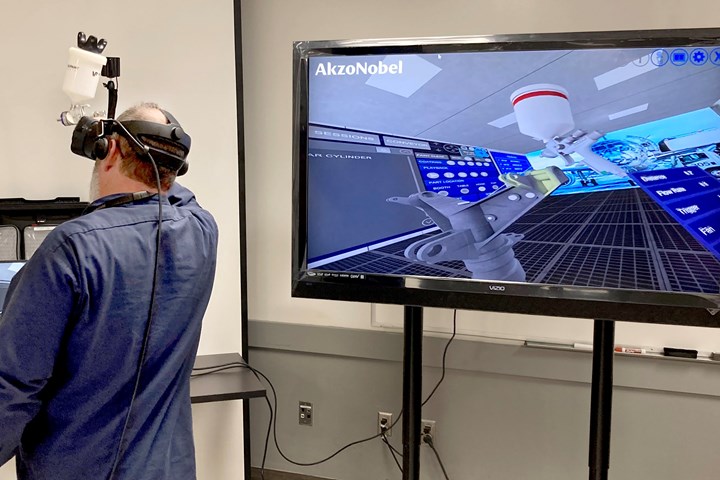 a man being trained in a VR simulation